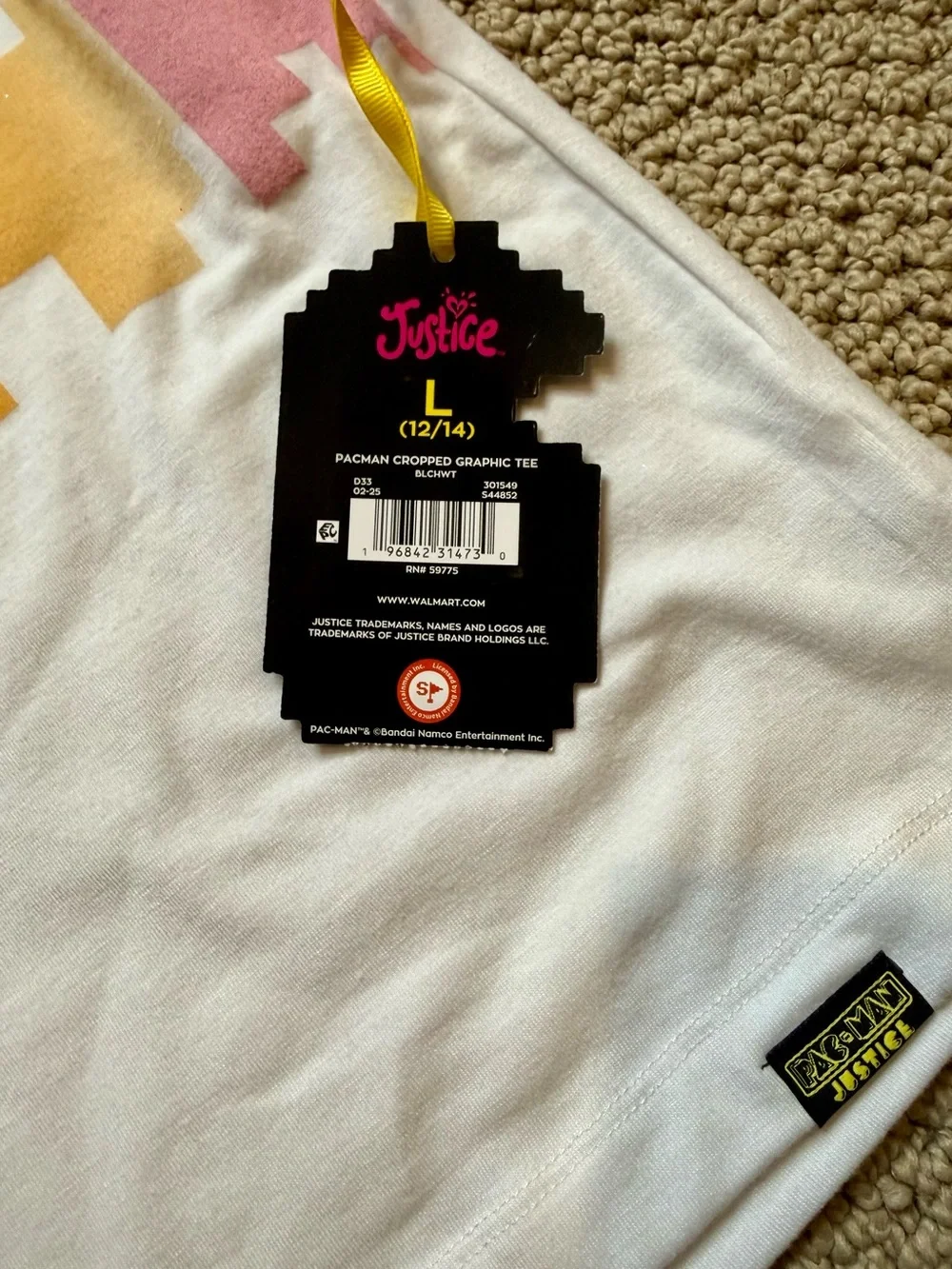 *NWT* Justice Girls’ Pac-Man Cropped Graphic Tee, Size L(12/14)